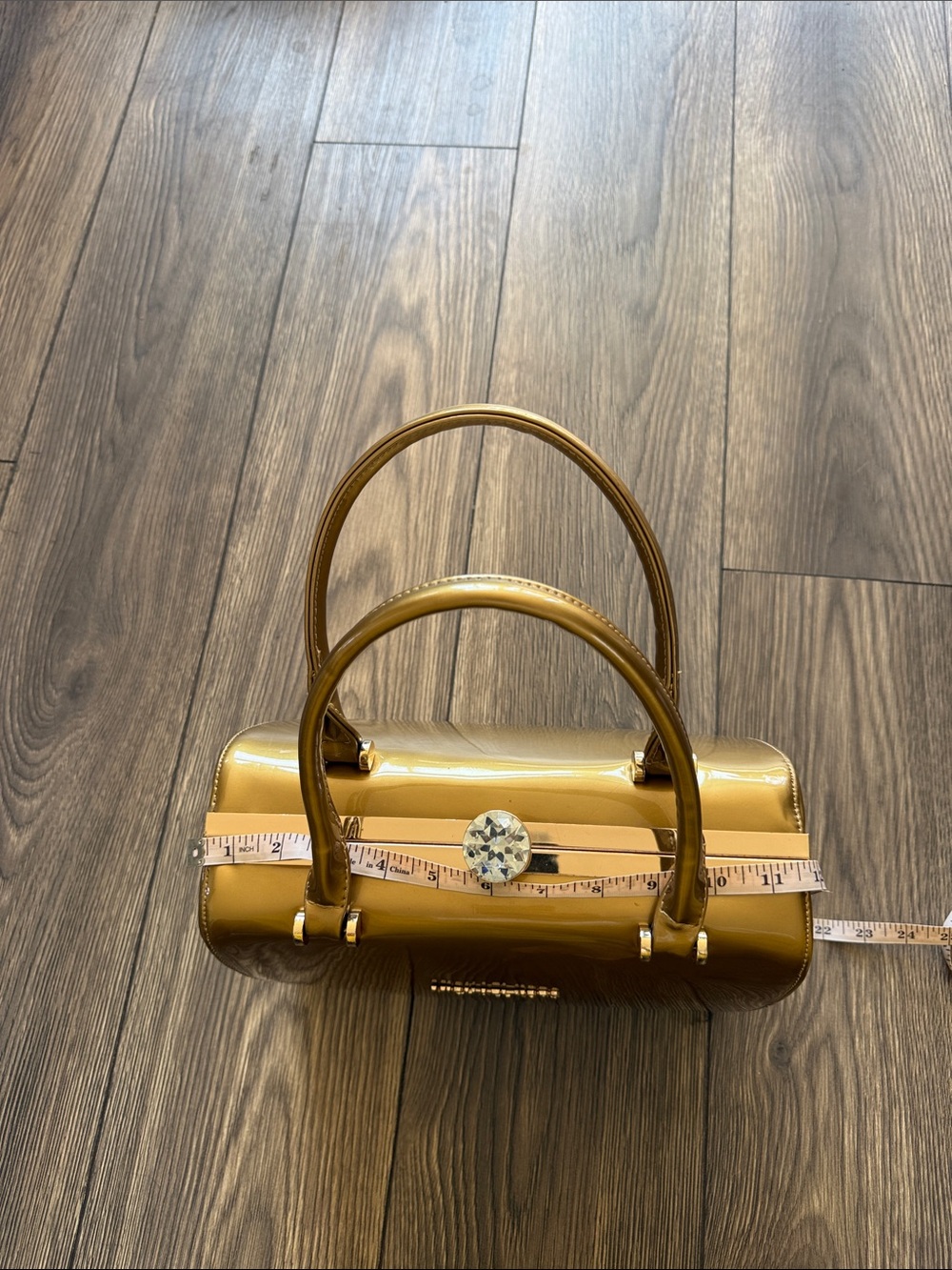 Michael Kors Gold Patent Crystal Kiss Lock Satchel Handbag NWOT - Picture 13 of 16